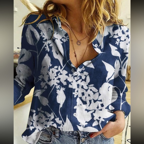 Boho floral print button down shirt - Picture 14 of 16